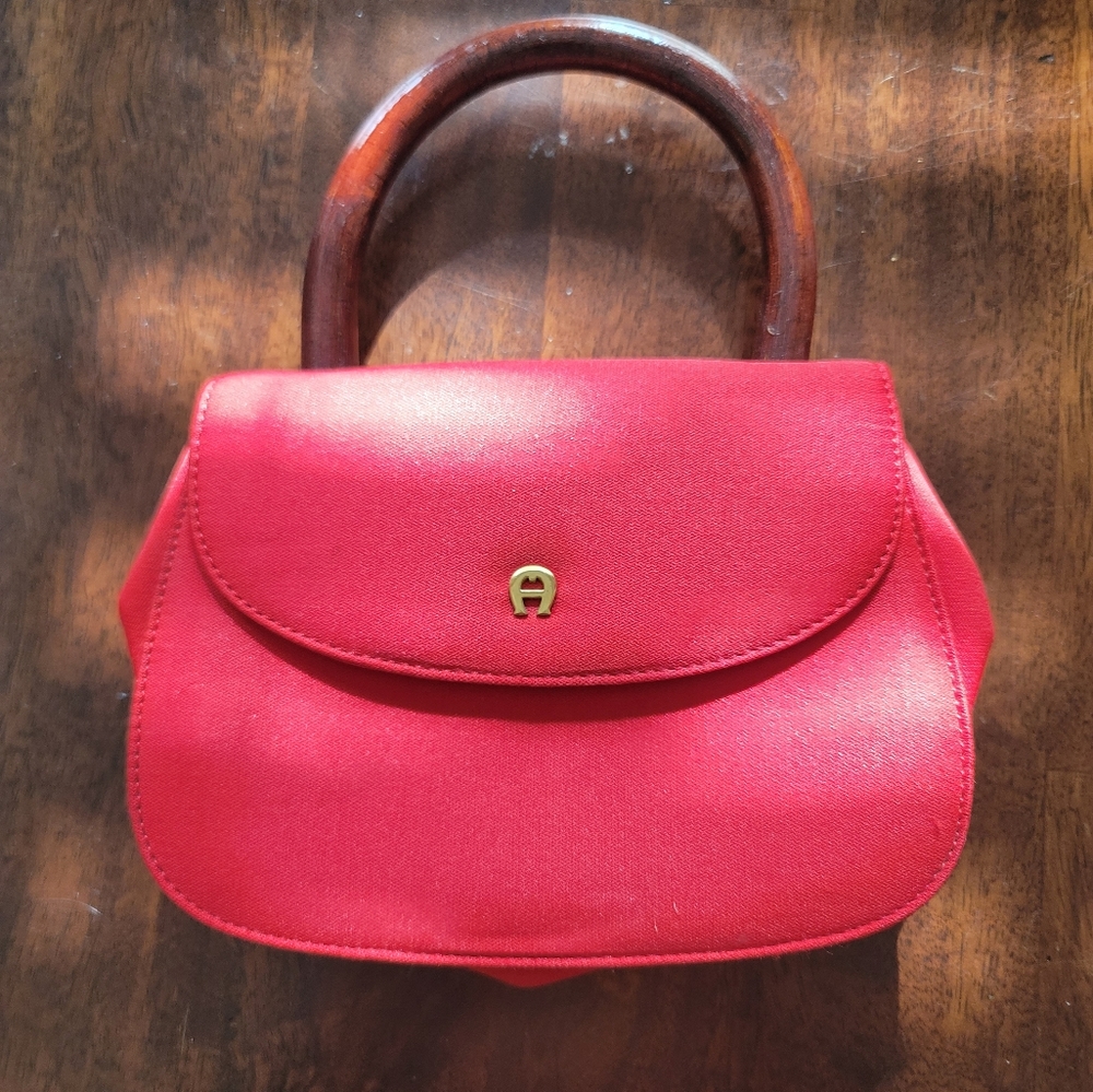 Aigner Small Handbag Red Bamboo Handle